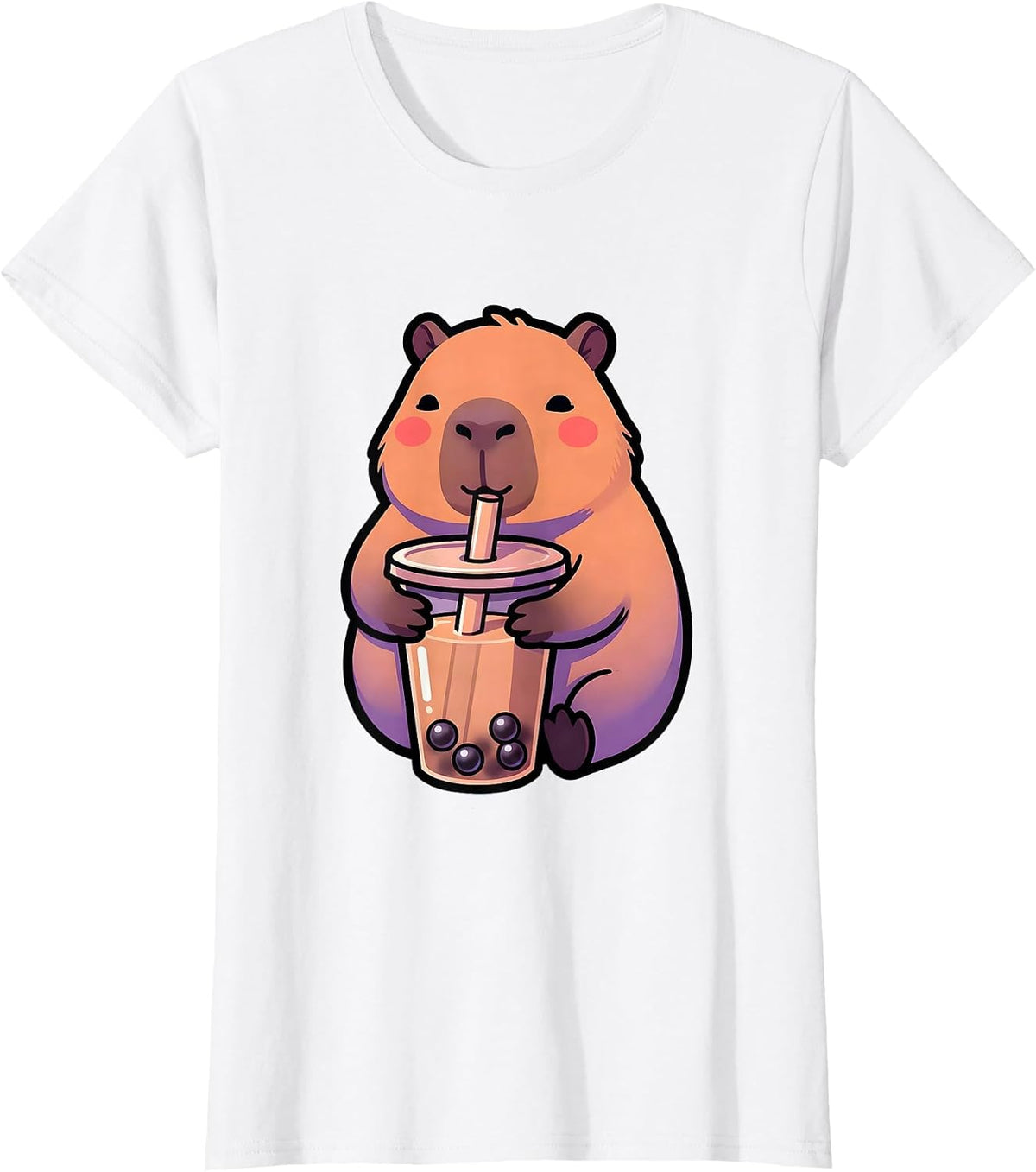 Cute Capybara Kawaii Anime Bubble Tea Boba Tea Lover T-Shirt - White