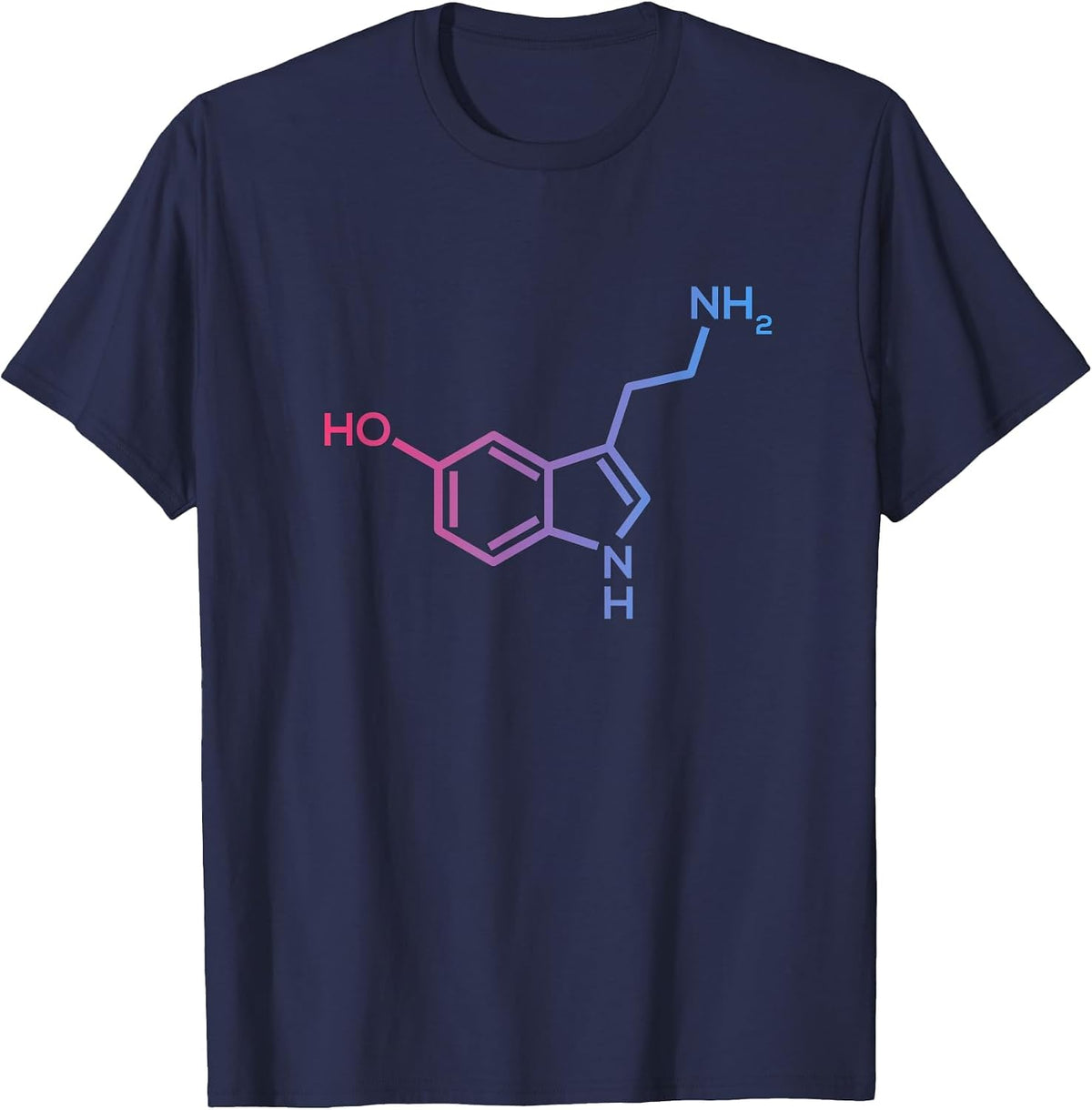 Serotonin Structure - Molecule of Happiness and Love Science T-Shirt - Navy Blue