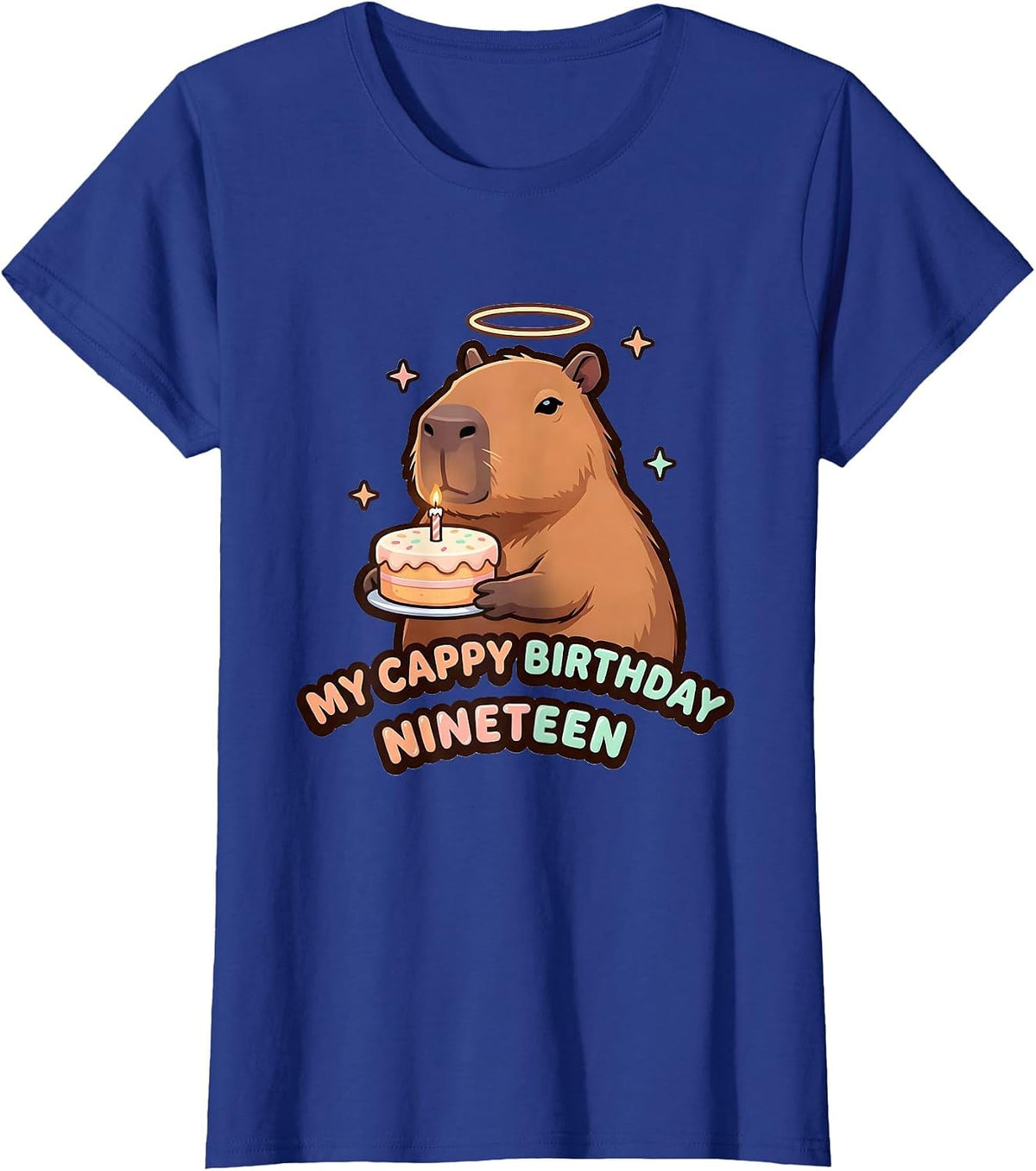 Women's My Cappy Birthday Nineteen Kawaii Capybara Birthday Girl T-Shirt - Royal Blue