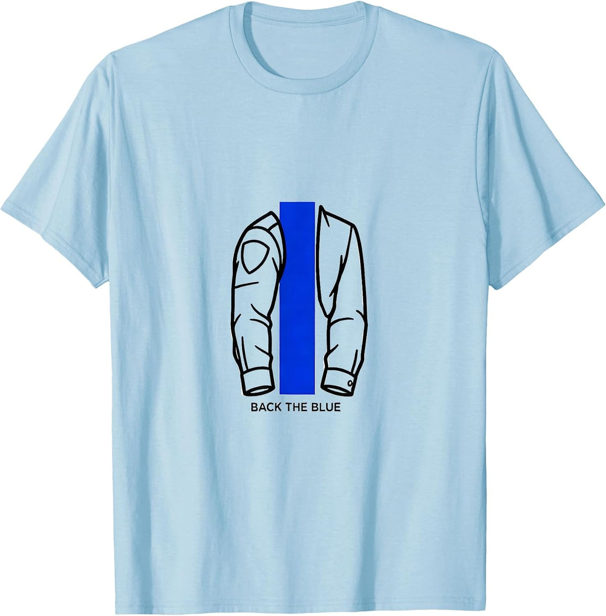 Men's Back The Blue Thin Blue Line Police Support Family Pride T-Shirt - Baby Blue