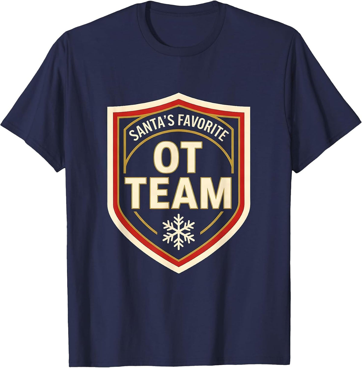 Santa's Favorite OT Team Funny Occupational Therapy T-Shirt - Navy Blue