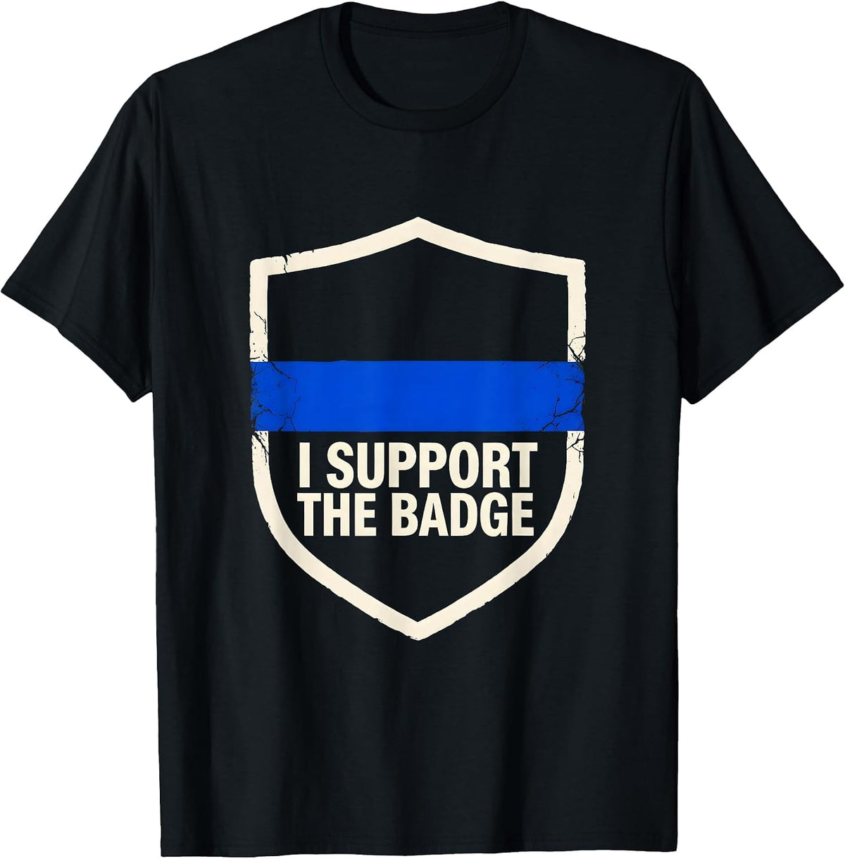 Men's I Support The Badge Thin Blue Line Police Support Family T-Shirt - Black