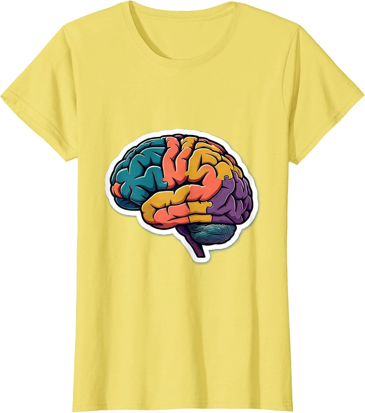 Women's Occupational Therapy Brain Puzzle Illustration T-Shirt - Lemon Yellow