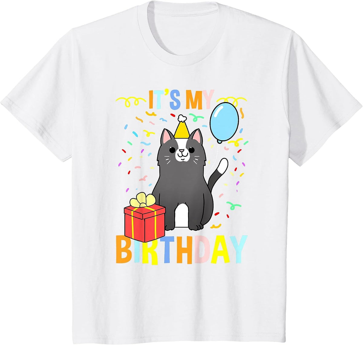 Its My Birthday Tuxedo Cat T-Shirt - White