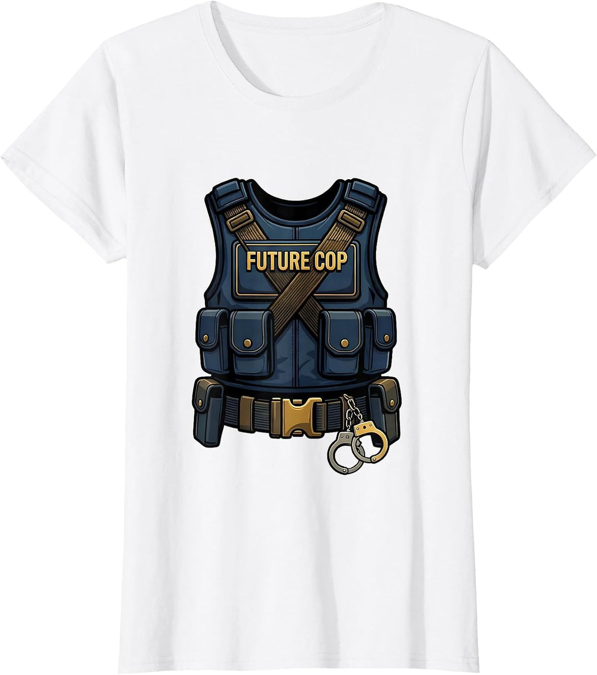 Future Cop Costume Halloween Police Officer Toddler Kids T-Shirt - White