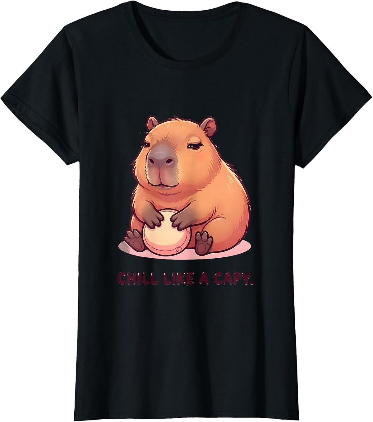 Chill Like A Capy Cute Capybara Animal Humor Meme T-Shirt - Black