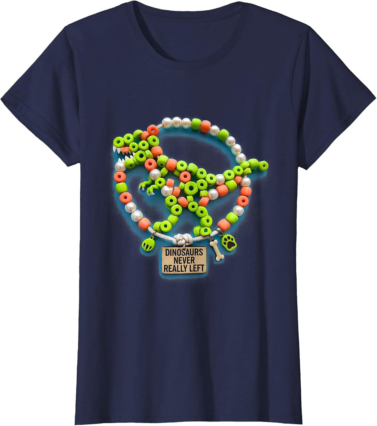 Women's Dinosaurs Never Really Left Prehistoric Design T-Shirt - Navy Blue