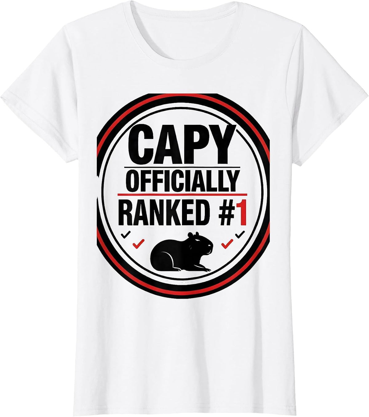 Women's Capy Officially Ranked #1 Funny Capybara Meme Animal Lover T-Shirt - White