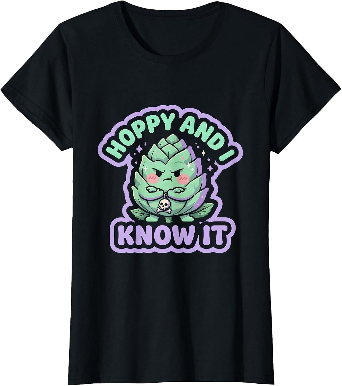 Women's Hoppy And I Know It Funny Beer Lover Design T-Shirt - Black