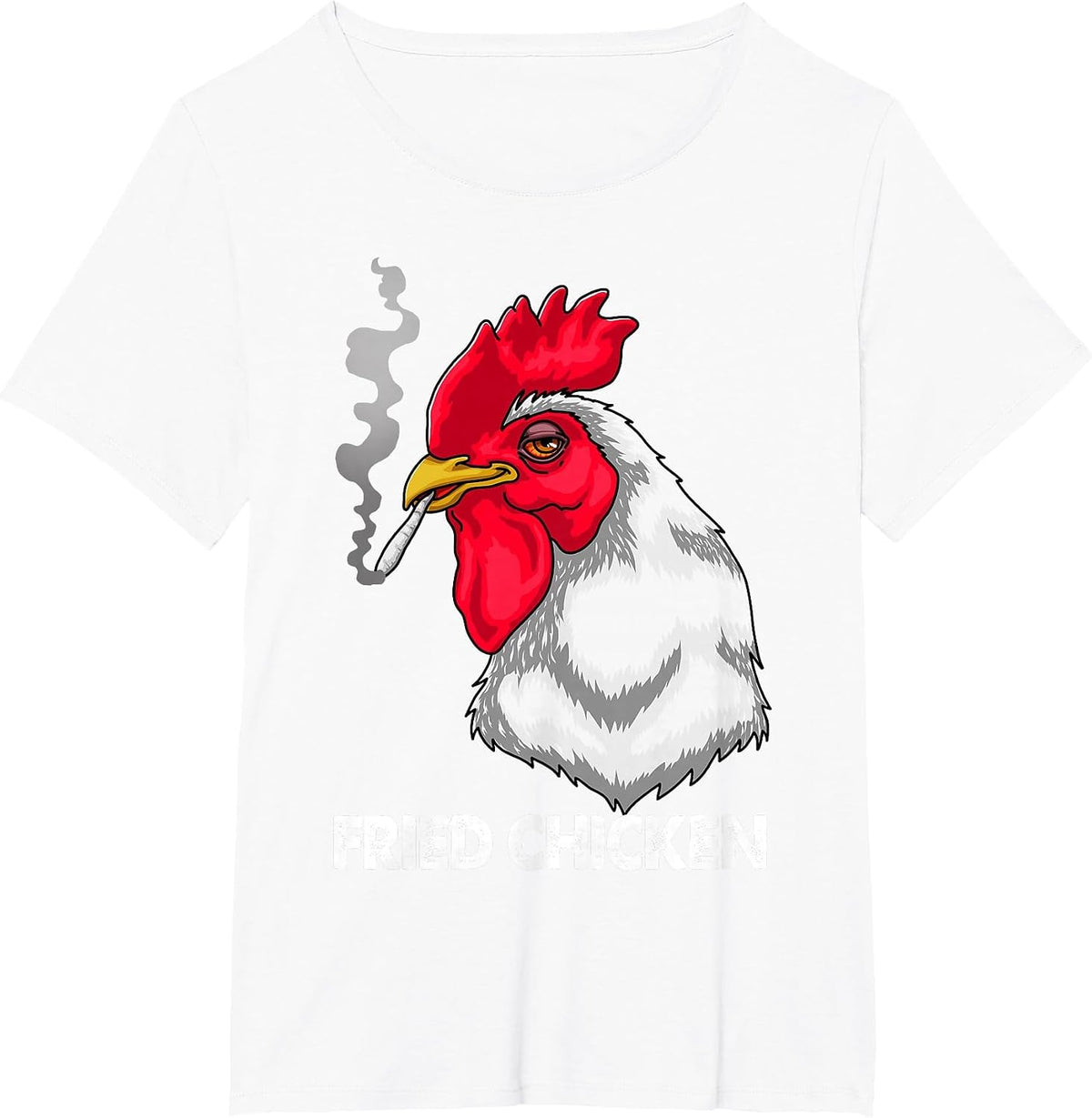 Funny Fried Smoking Chicken Tee Shirt Flock Boss Women T-Shirt - White