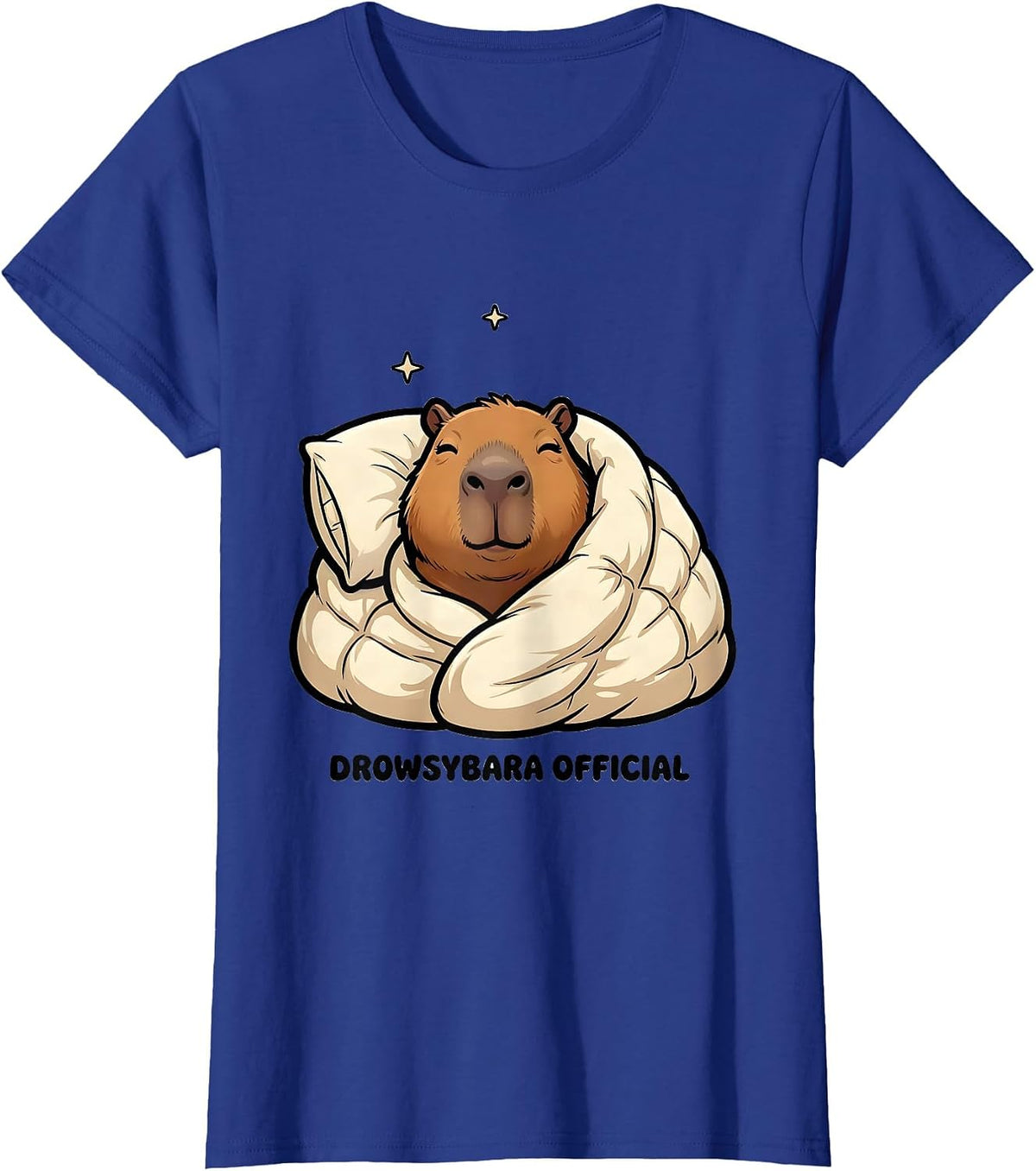 Women's Drowsybara Official Cute Capybara Pajama Sleepwear Kids T-Shirt - Royal Blue