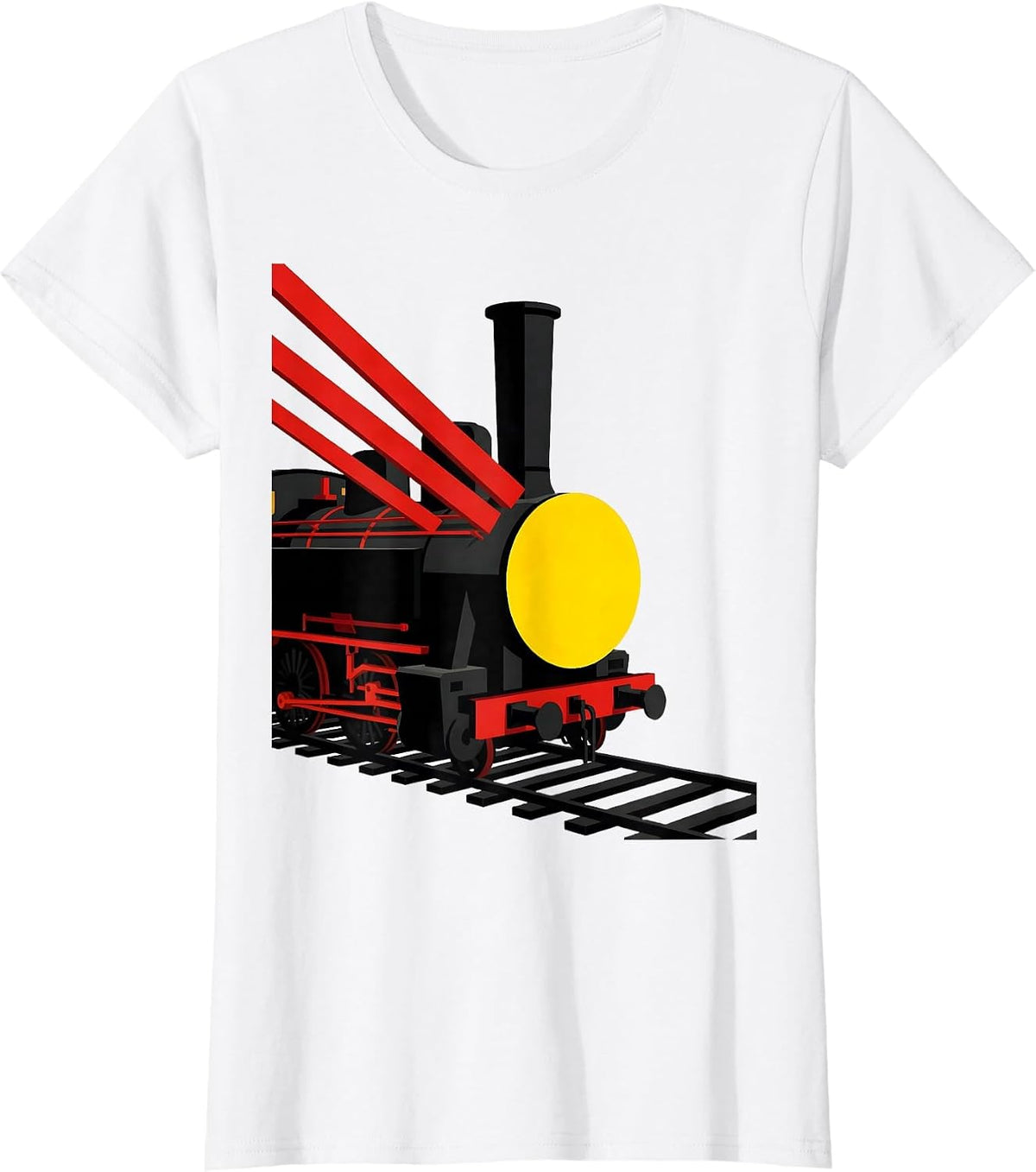 Angular Steam Locomotive Bauhaus Modernist Train Enthusiast T-Shirt - White
