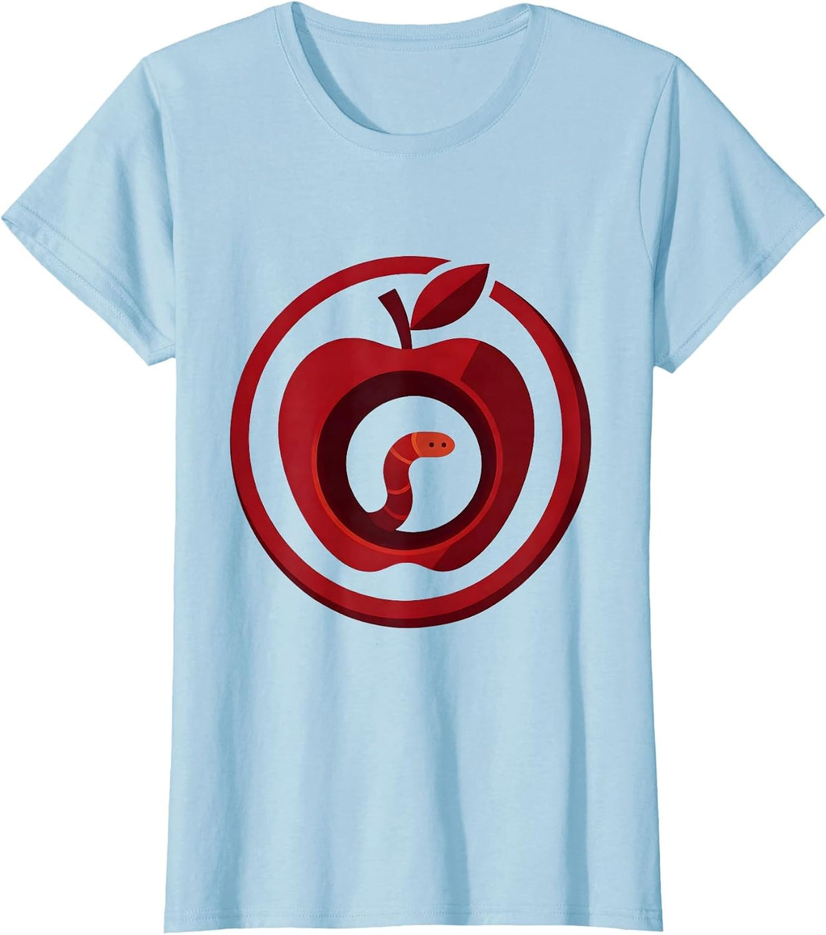 Women's English Teacher Apple Bookworm Illustration T-Shirt - Baby Blue