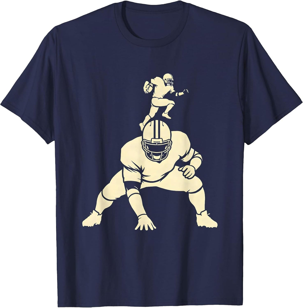 Lineman Silhouette Football Fan Humor T-Shirt - Navy Blue