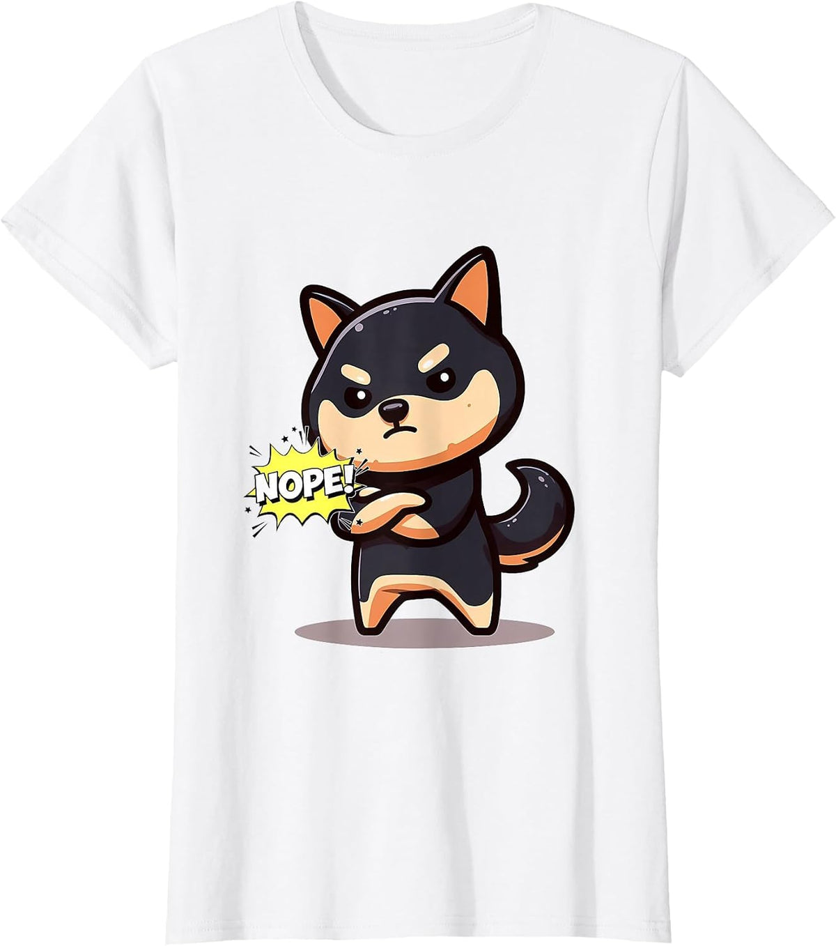 Nope Stubborn Black and Tan Shiba Inu T-Shirt - White