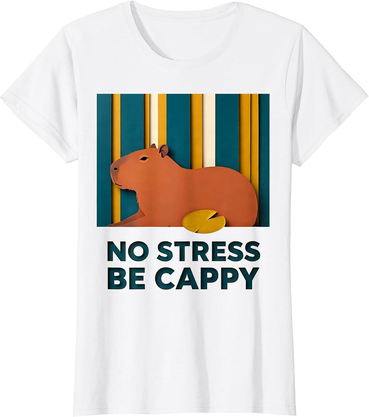 No Stress Be Cappy Funny Capybara Animal Meme Humor T-Shirt - White