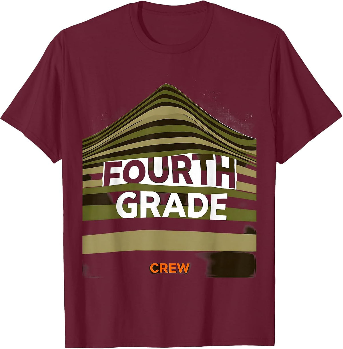 Men's Fourth Grade Crew Camo Back To School Boys Teachers T-Shirt - Burgundy