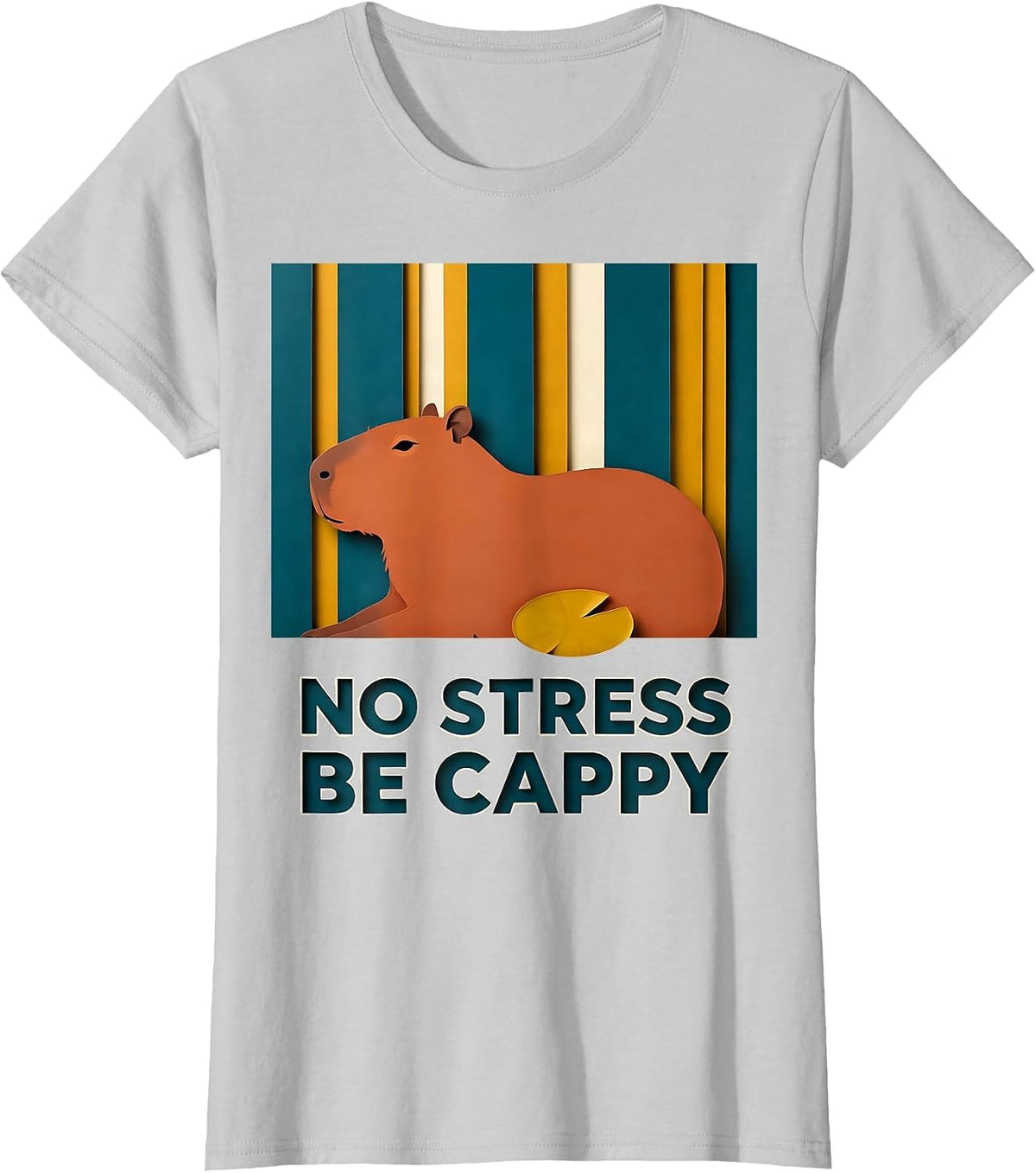 No Stress Be Cappy Funny Capybara Animal Meme Humor T-Shirt - Silver Grey