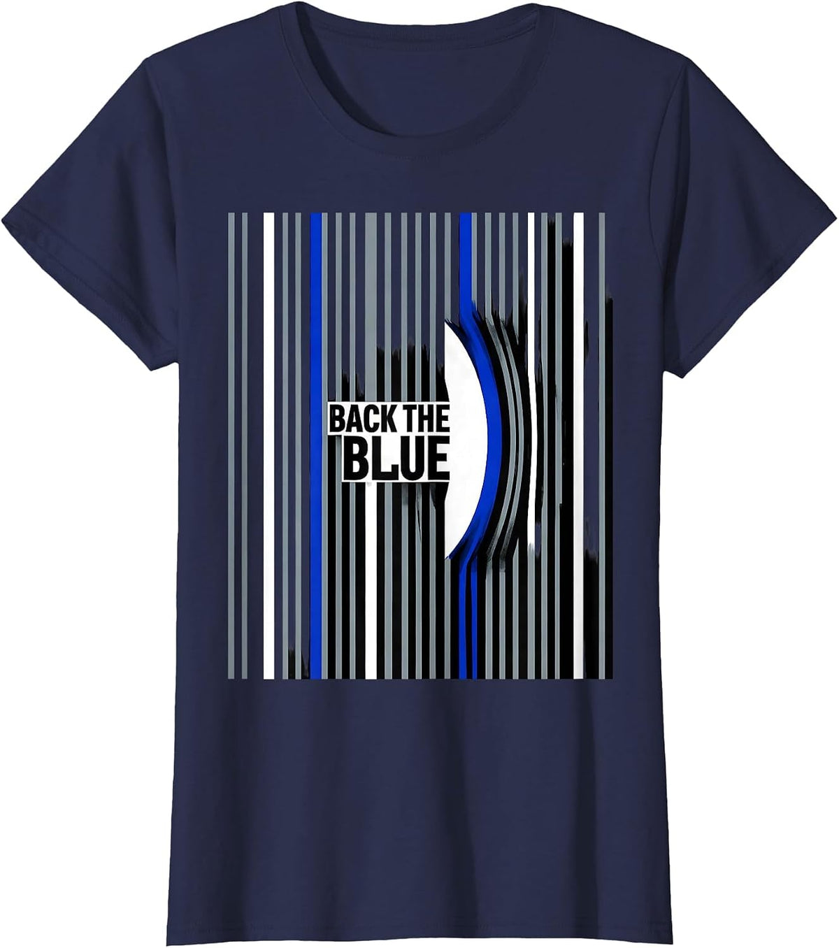 Women's Back The Blue Thin Blue Line Police Support Law Enforcement T-Shirt - Navy Blue