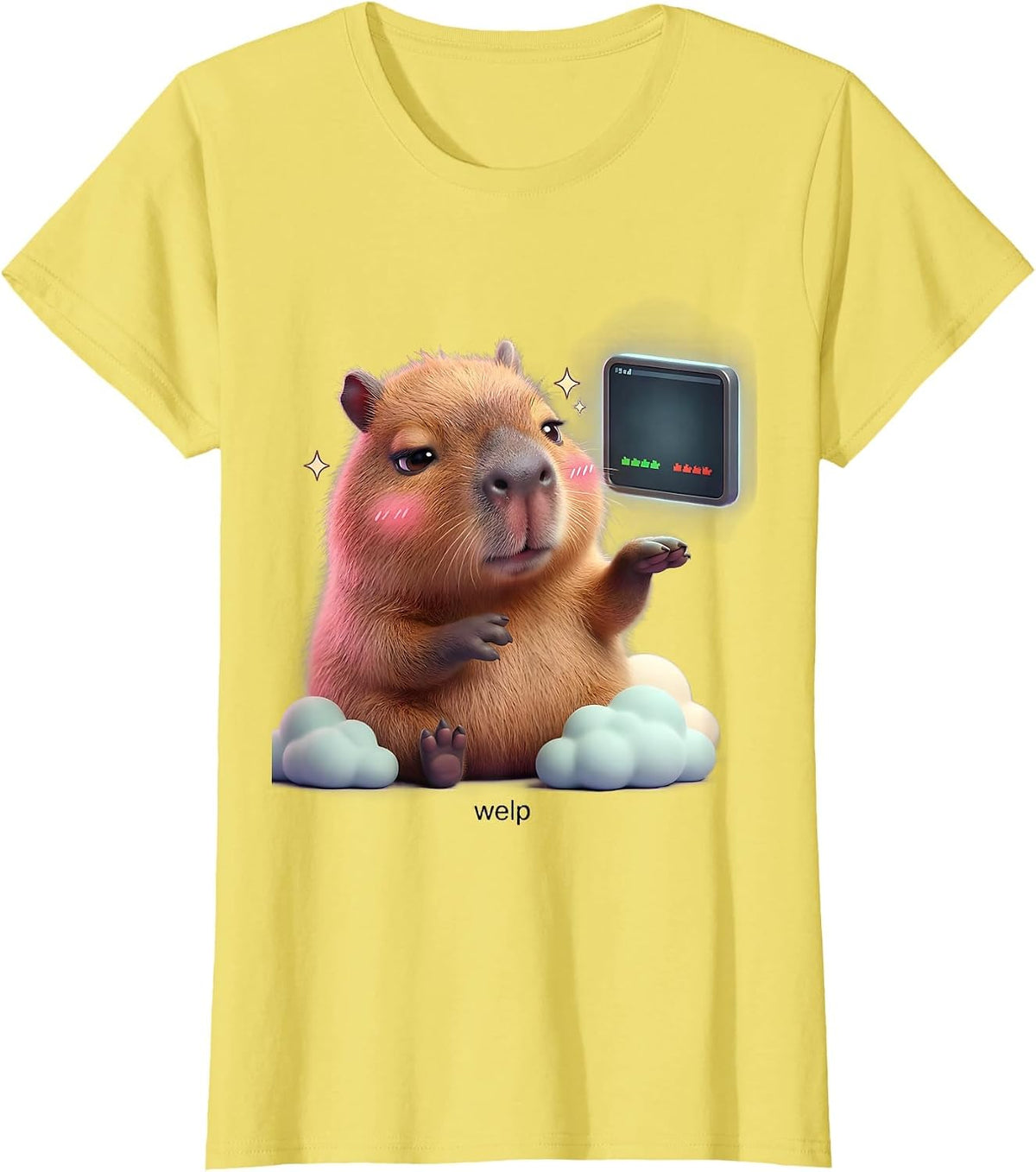 welp Cute Kawaii Capybara Animal Meme Humor T-Shirt - Lemon Yellow