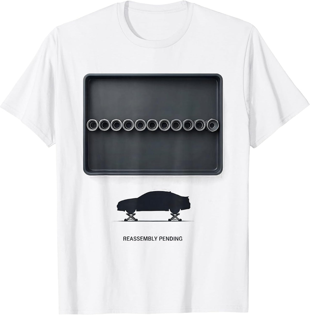 Men's Reassembly Pending Minimalist Car Guy Mechanic Humor T-Shirt - White