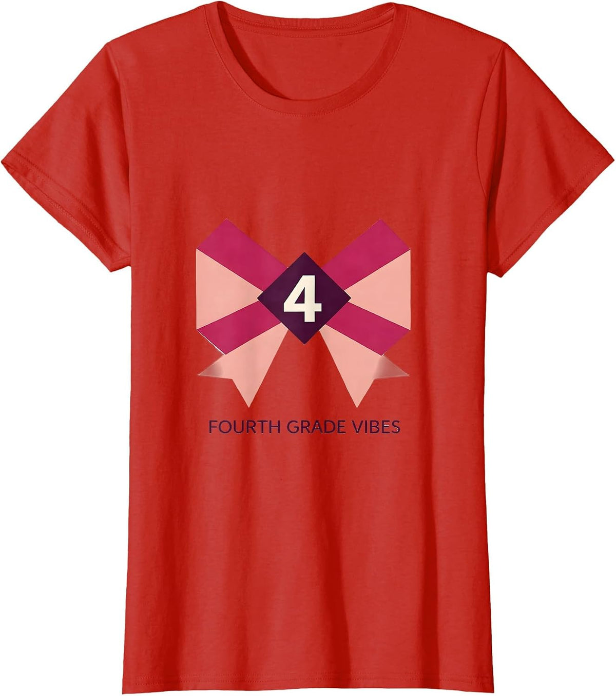Fourth Grade Vibes Coquette Bow Back to School Fourth Grade T-Shirt - Red