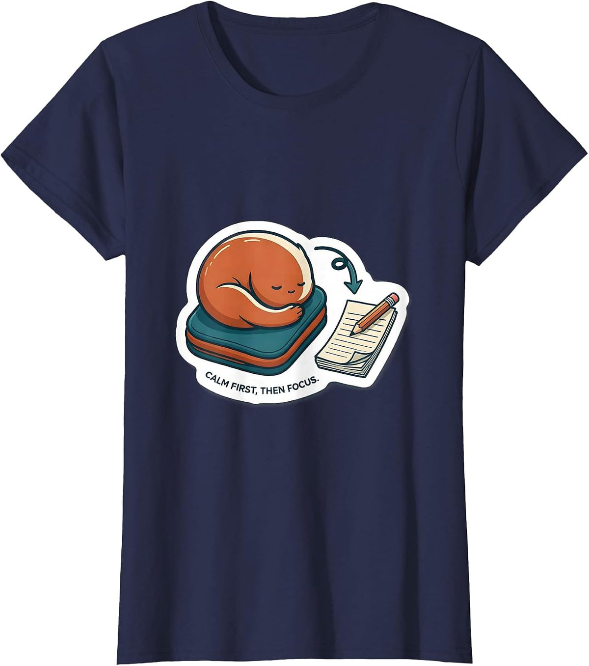 Women's Calm First, Then Focus Occupational Therapy Sensory T-Shirt - Navy Blue