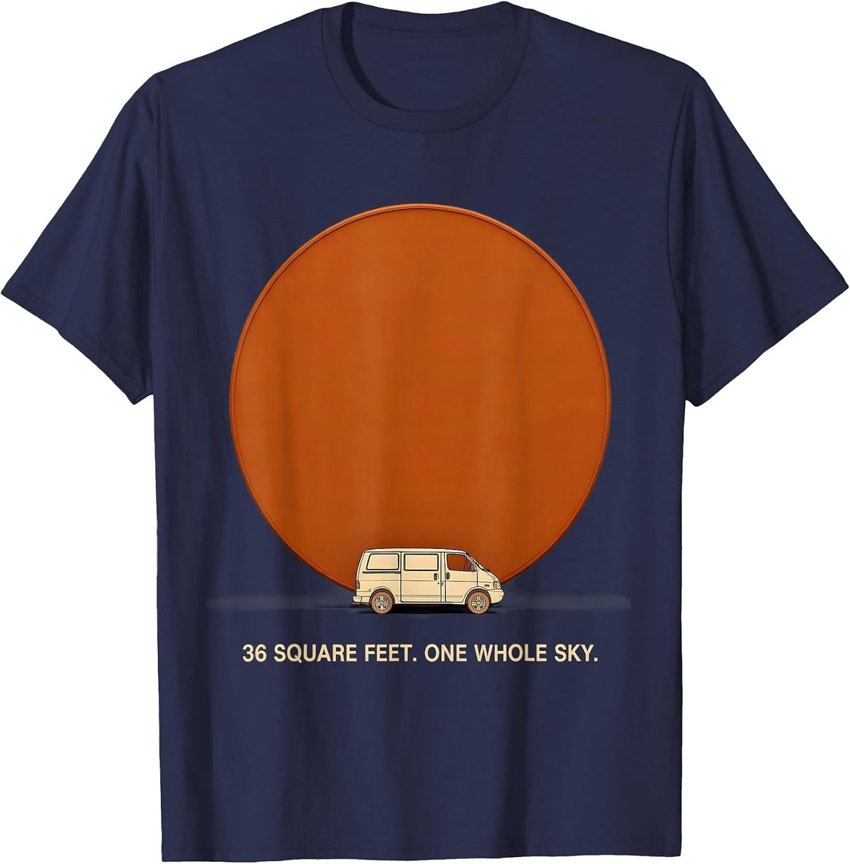 36 Square Feet One Whole Sky Retro Van Life Nomads Adventure T-Shirt - Navy Blue