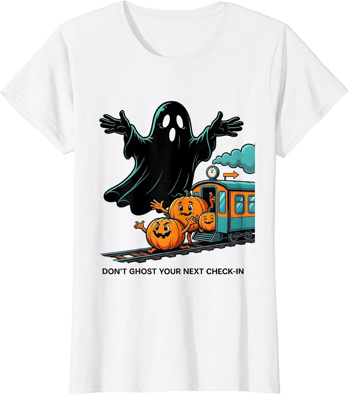 Don't Ghost Your Next Check-In Cartoon Ghost Mental Health T-Shirt - White