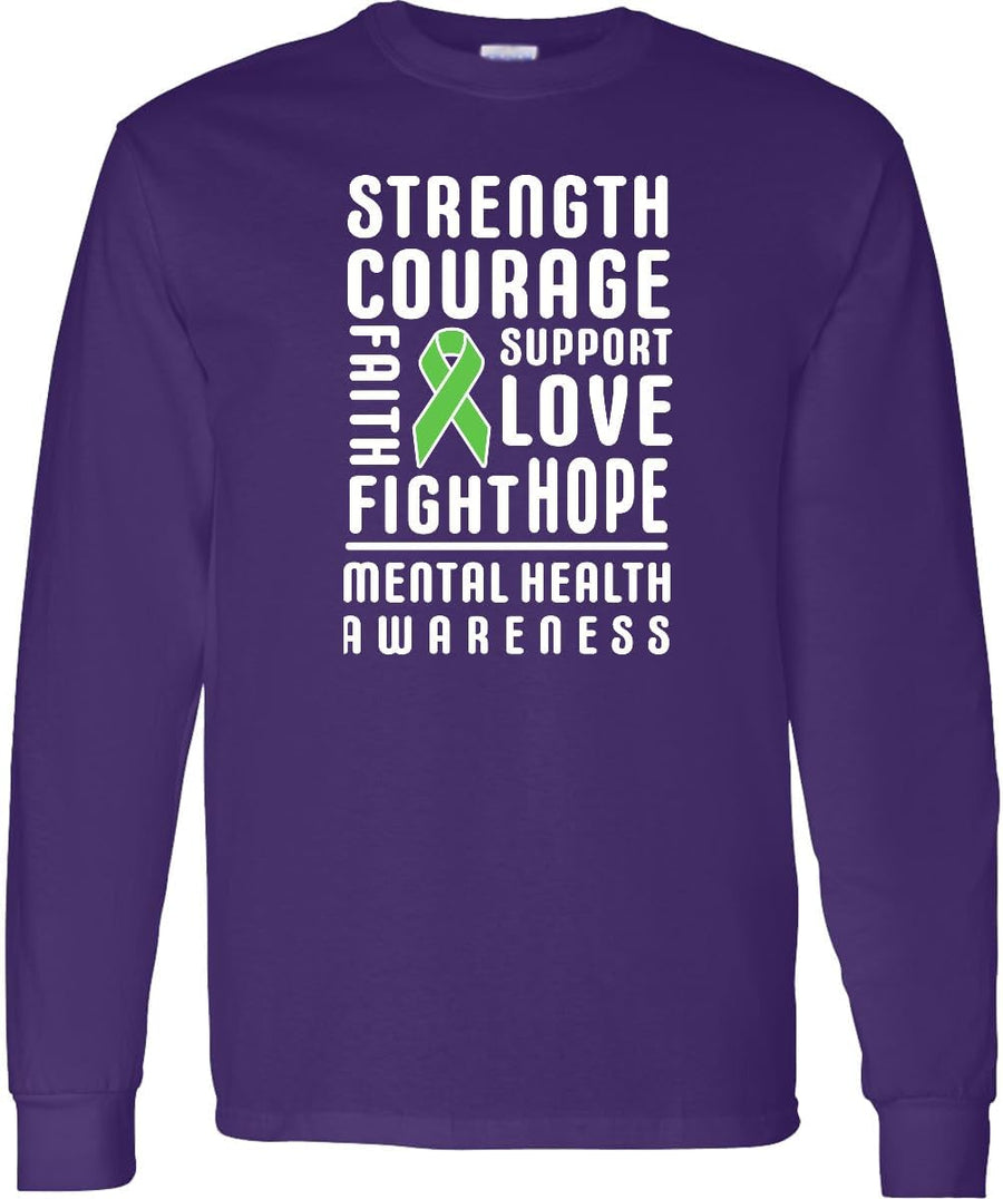 inktastic Mental Health Awareness Strength Support Adult Long Sleeve T-Shirt - Purple