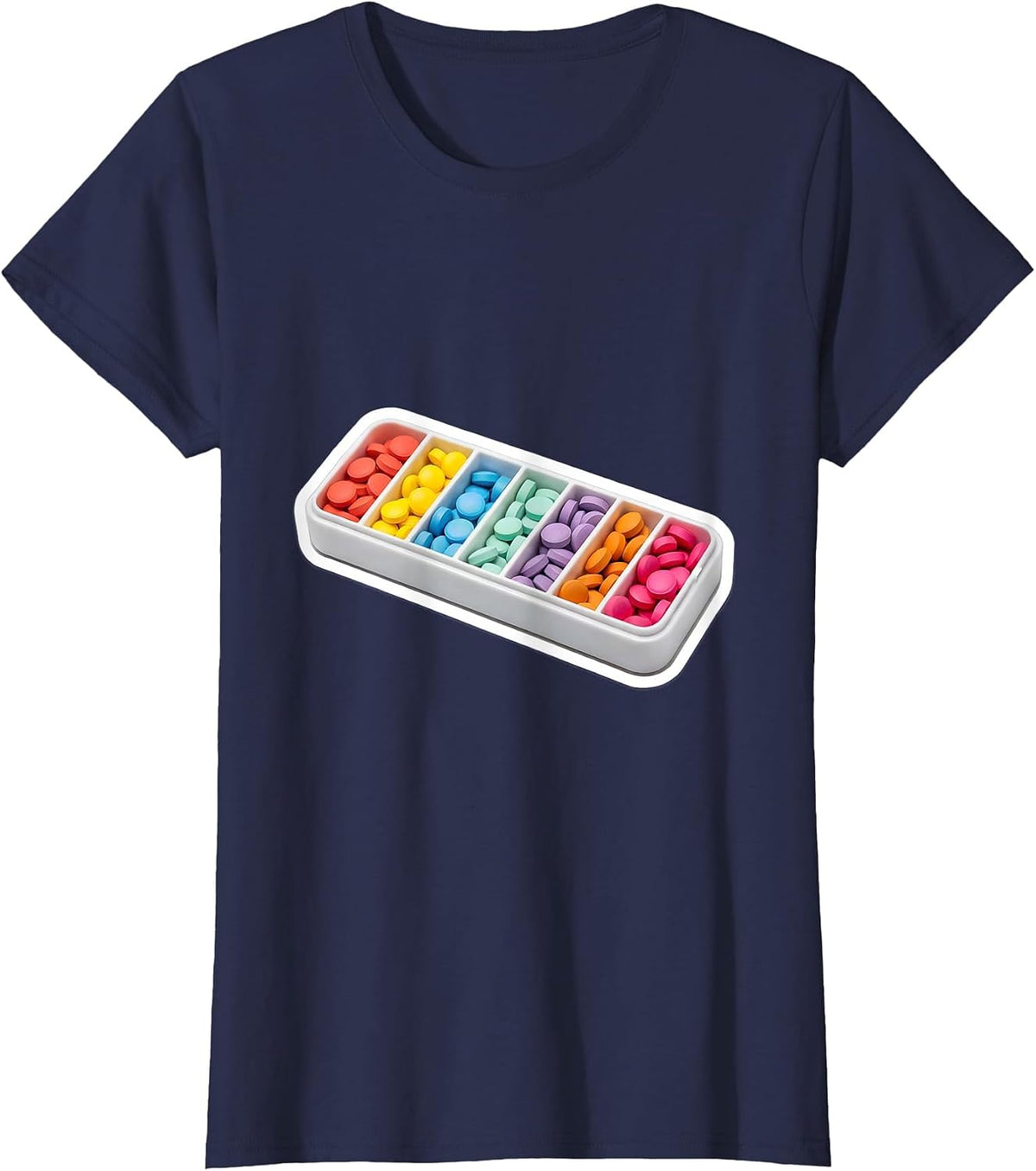 Women's Occupational Therapy Pill Organizer Graphic T-Shirt - Navy Blue