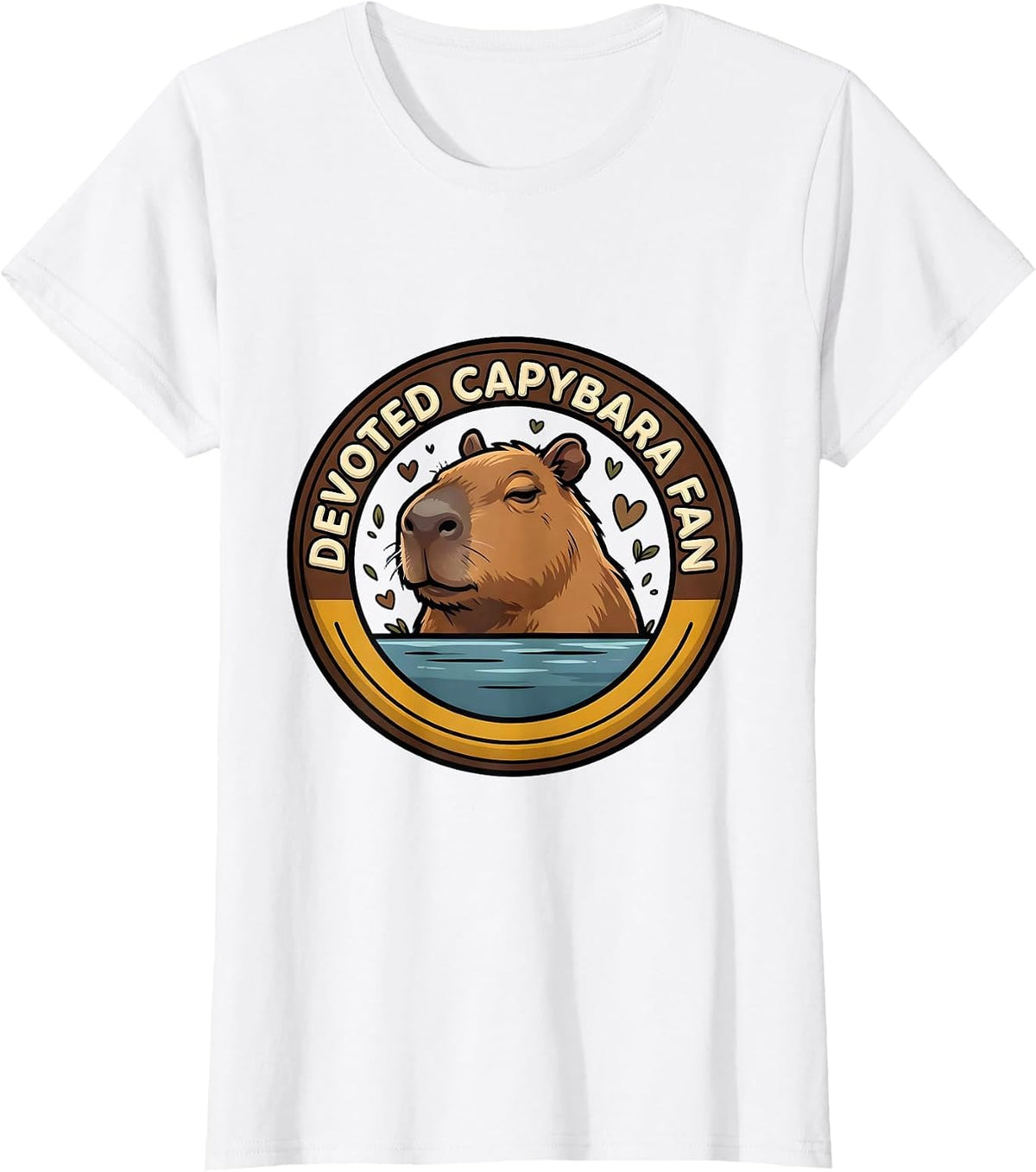 Devoted Capybara Fan Cartoon Humor Meme Lover T-Shirt - White