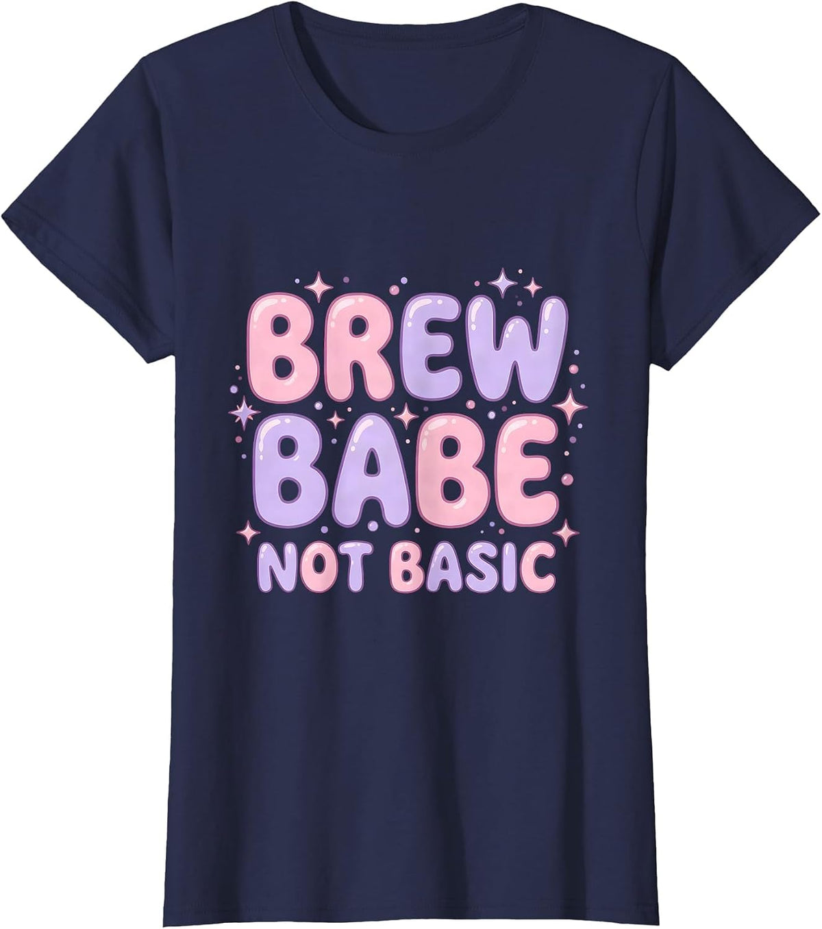 Women's Brew Babe Not Basic Beer Lover Design T-Shirt - Navy Blue