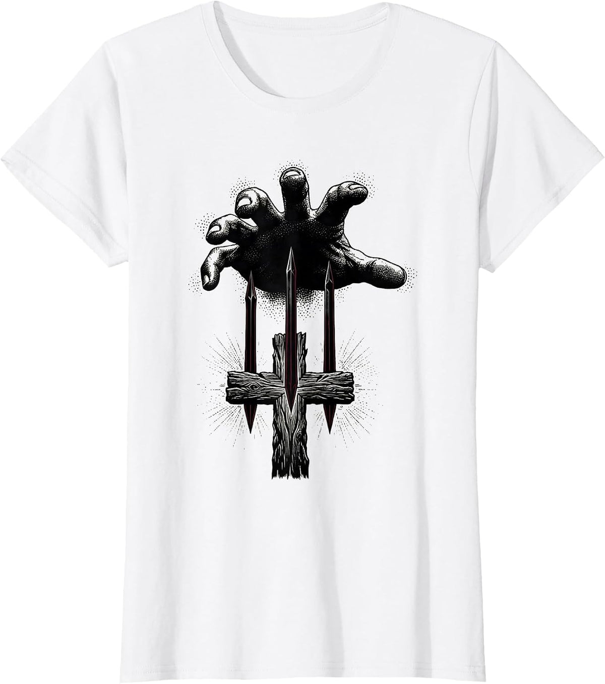 Three Nails Cross Christian Faith Graphic T-Shirt - White