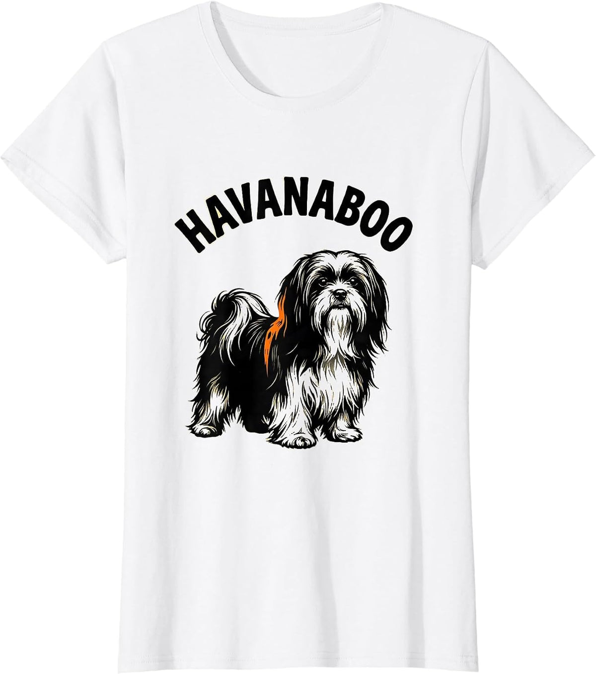 Havanaboo Silhouetted Havanese Ghost Pumpkin Halloween Dog T-Shirt - White