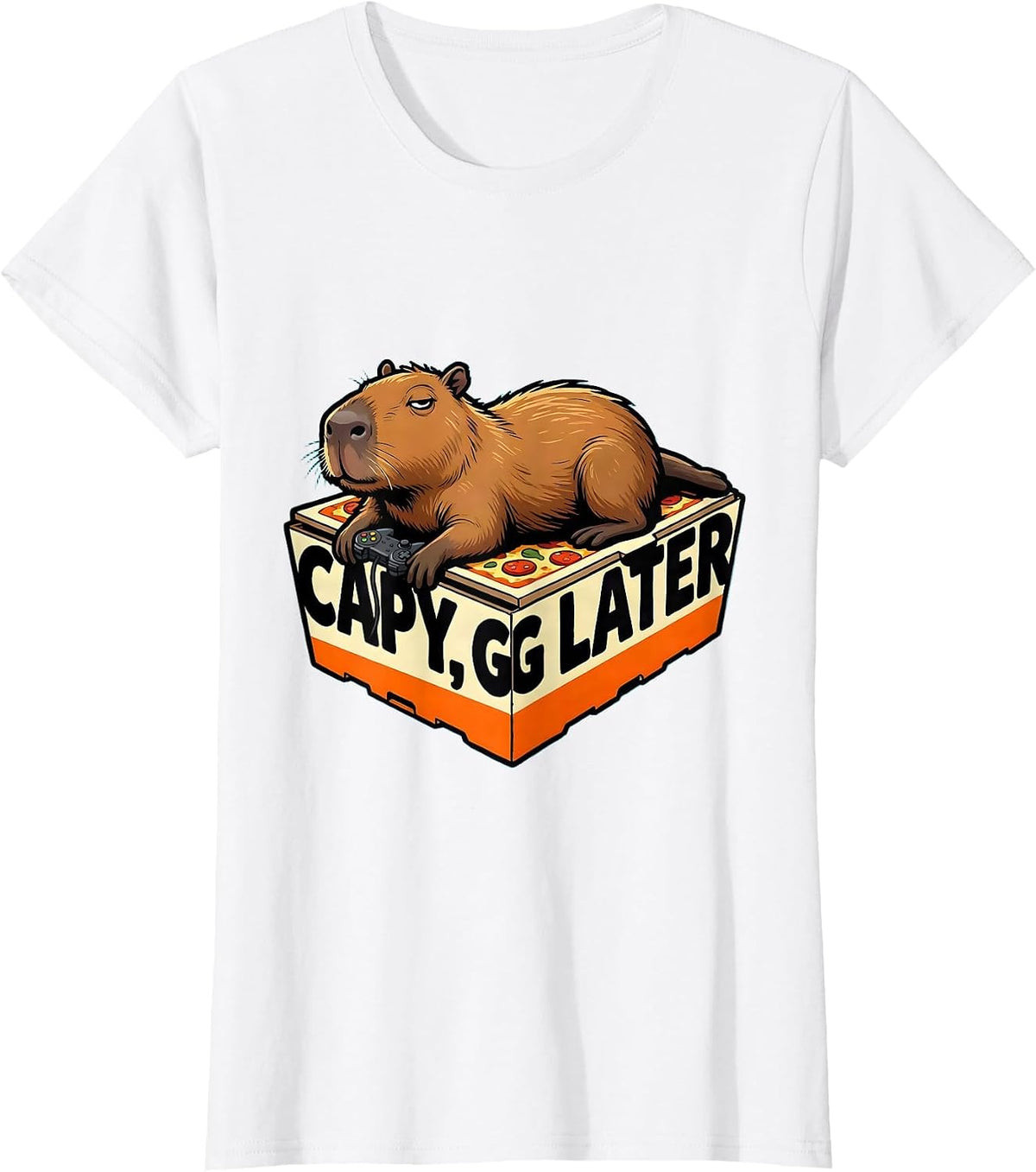 capy, gg later Funny Capybara Gamer Meme Video Games T-Shirt - White
