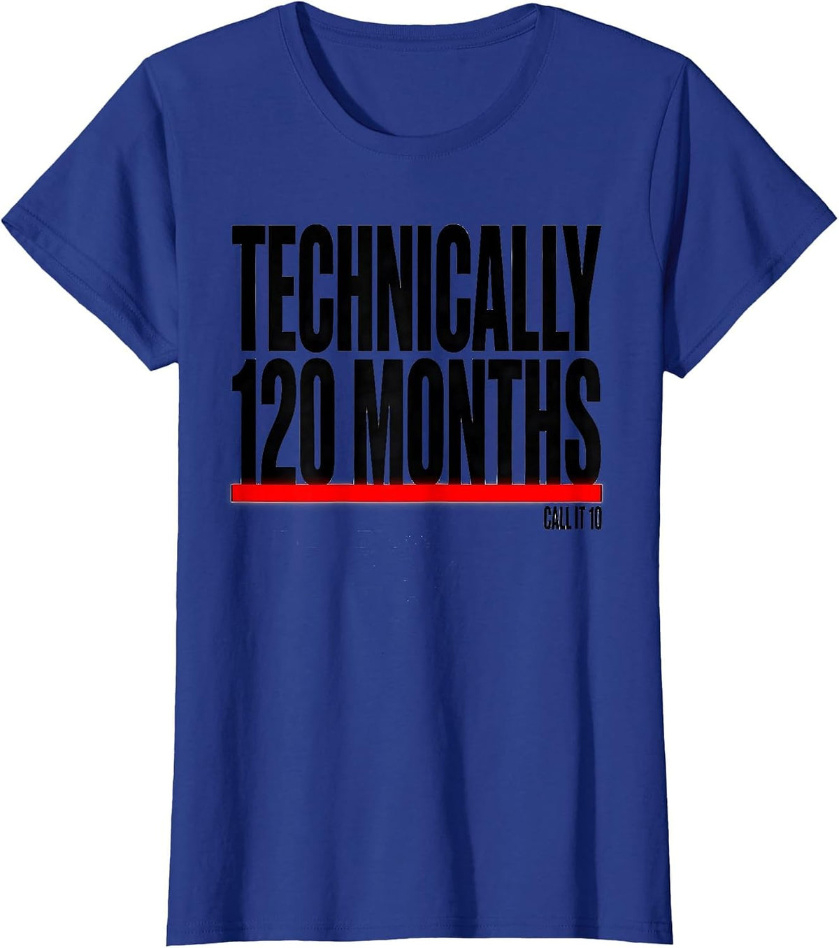 Women's Technically 120 Months Call It 10 Vintage Retro Birthday T-Shirt - Royal Blue