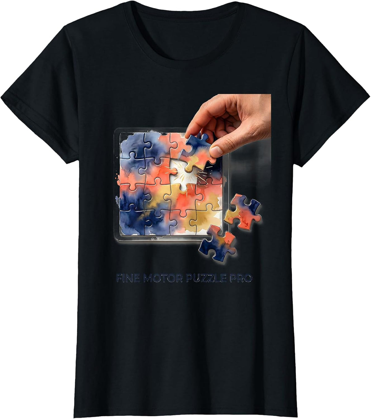 Women's Fine Motor Puzzle Pro Playful Occupational Therapy Sensory T-Shirt - Black