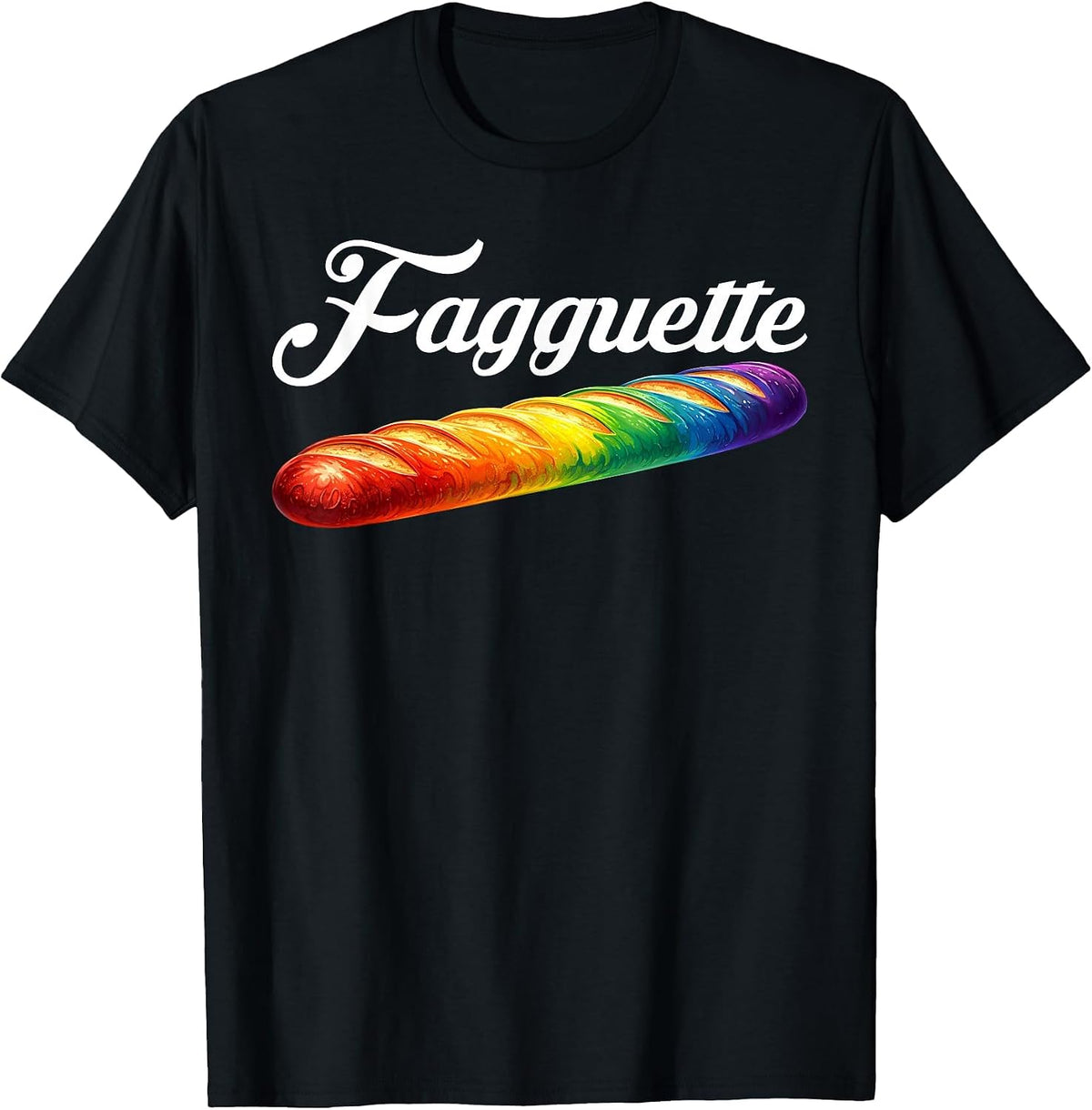 Fagquette Baguette Rainbow Flag Pride Bakery Gay LGBTQ Month T-Shirt - Black