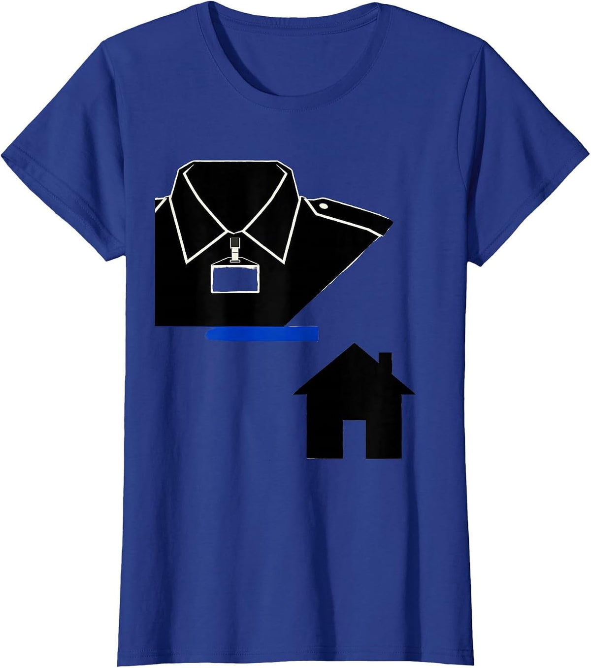 Women's Angular Police Collar Family House Thin Blue Line Support T-Shirt - Royal Blue