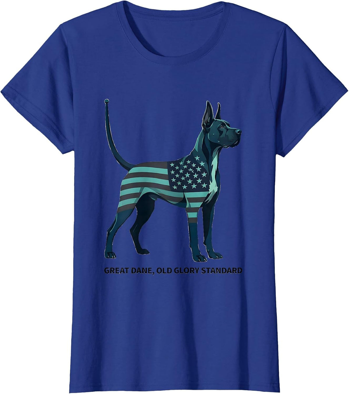 Women's Great Dane Old Glory Standard Midcentury Modern Patriotic T-Shirt - Royal Blue