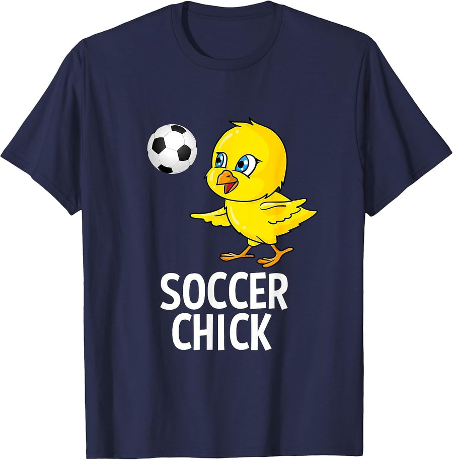 Soccer Chick Soccer Player Girls Humor Gag T-Shirt - Navy Blue