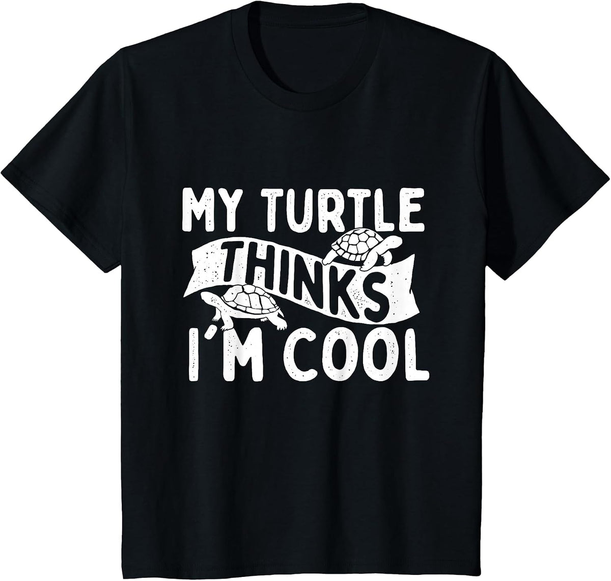 My Turtle Thinks I'm Cool - Wildlife Cute Tortoise Beach T-Shirt - Black
