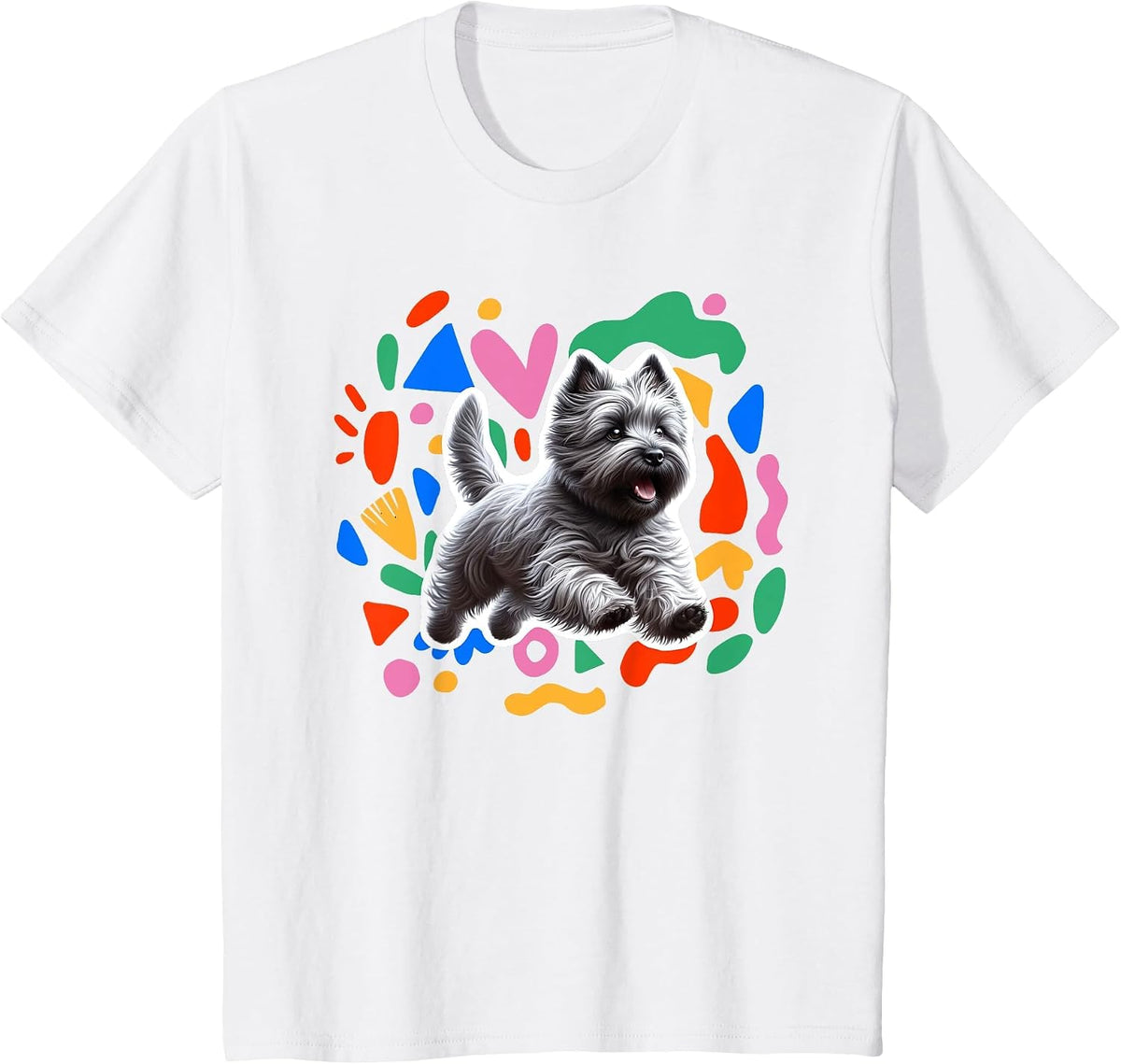 Cairn Terrier Colorful Design Dog T-Shirt - White