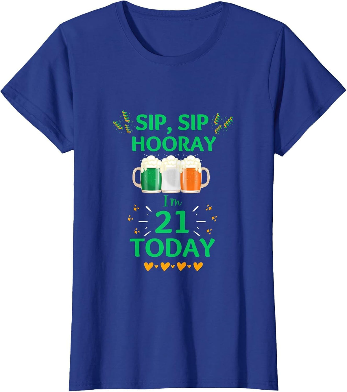 March 17th St. Patrick's Day 21st Birthday I'm 21 Irish Flag T-Shirt - Royal Blue