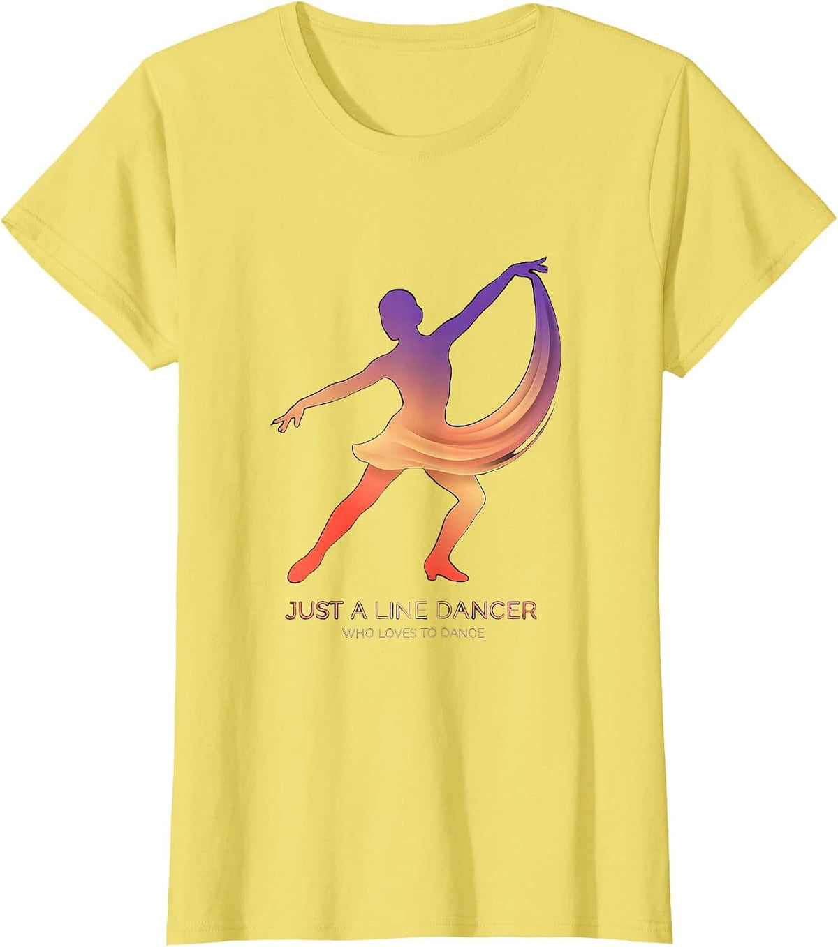 Women's Just A Line Dancer Who Loves To Dance Gradient Line Dance T-Shirt - Lemon Yellow