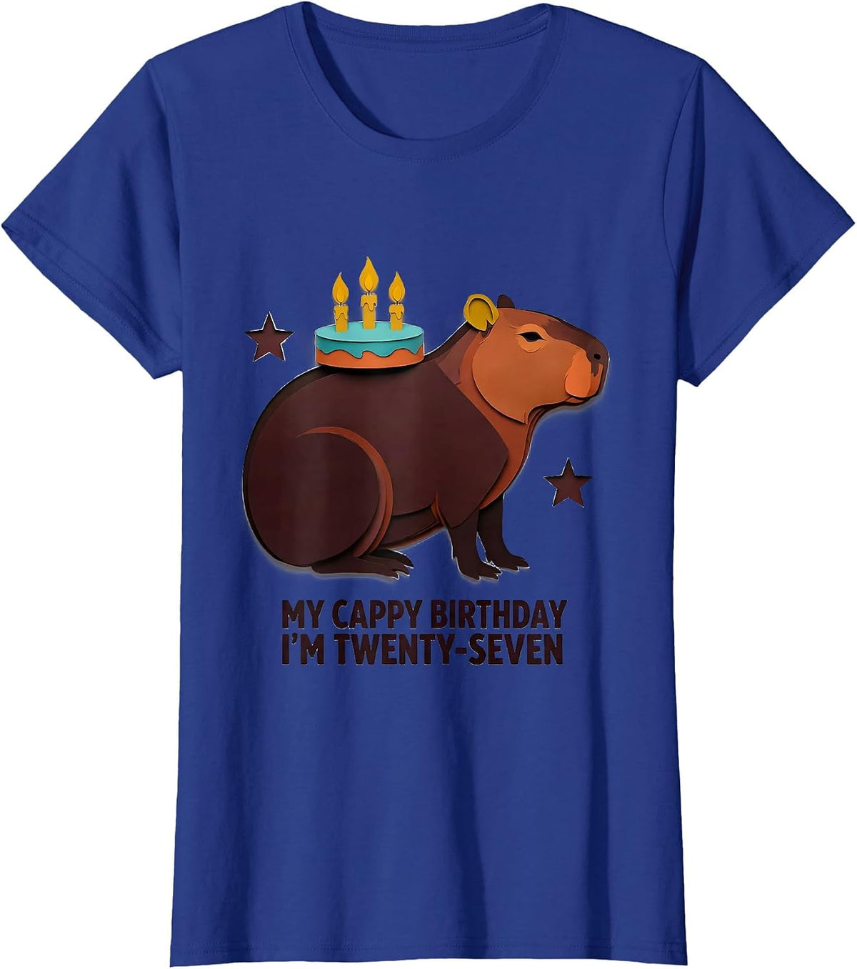 Women's My Cappy Birthday I'm Twenty-Seven Cute Kawaii Capybara T-Shirt - Royal Blue