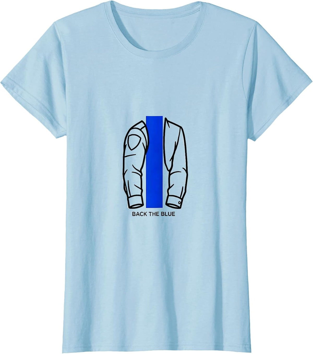 Women's Back The Blue Thin Blue Line Police Support Family Pride T-Shirt - Baby Blue