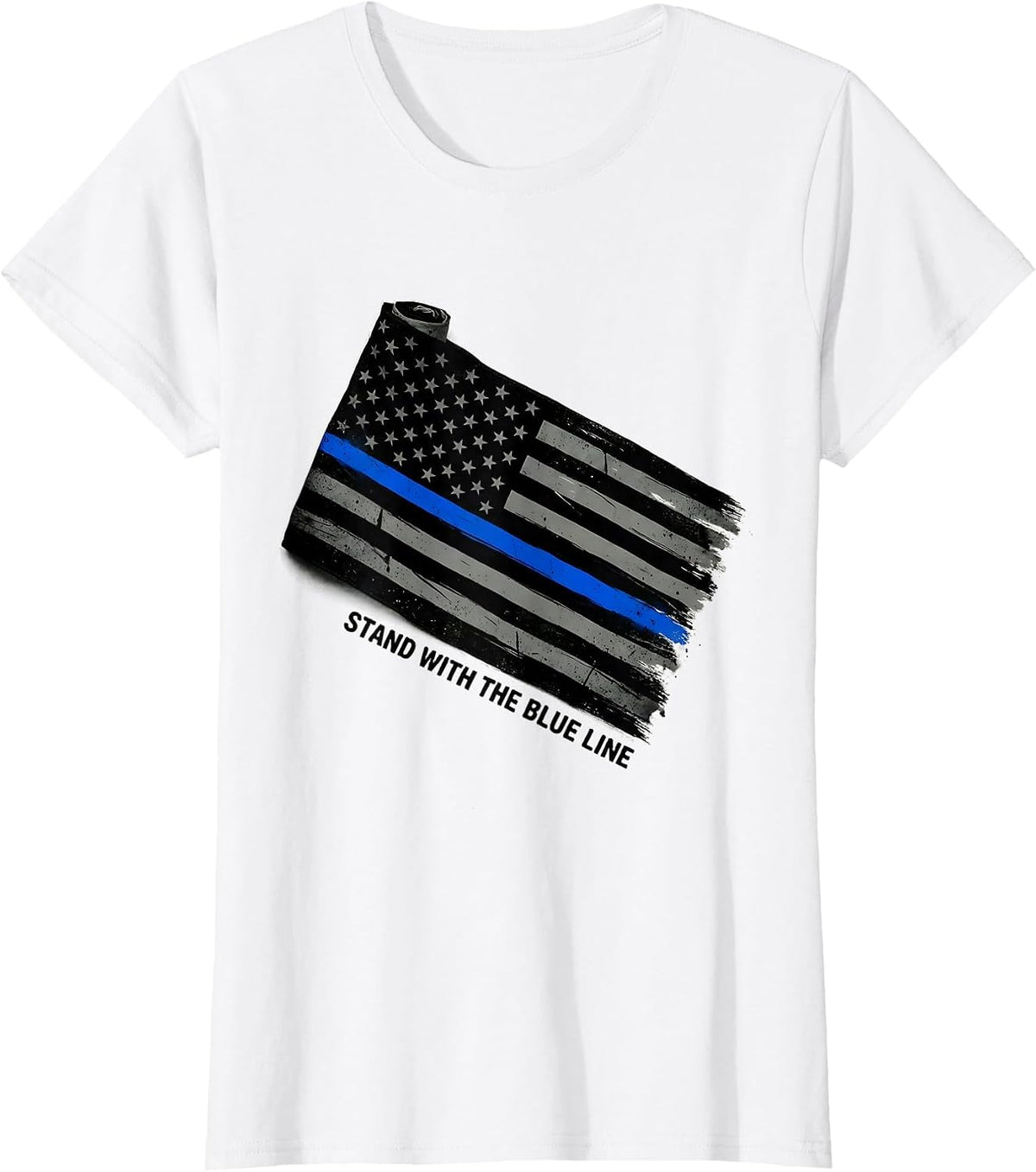 Women's Stand With The Blue Line Thin Blue Line Police Support T-Shirt - White