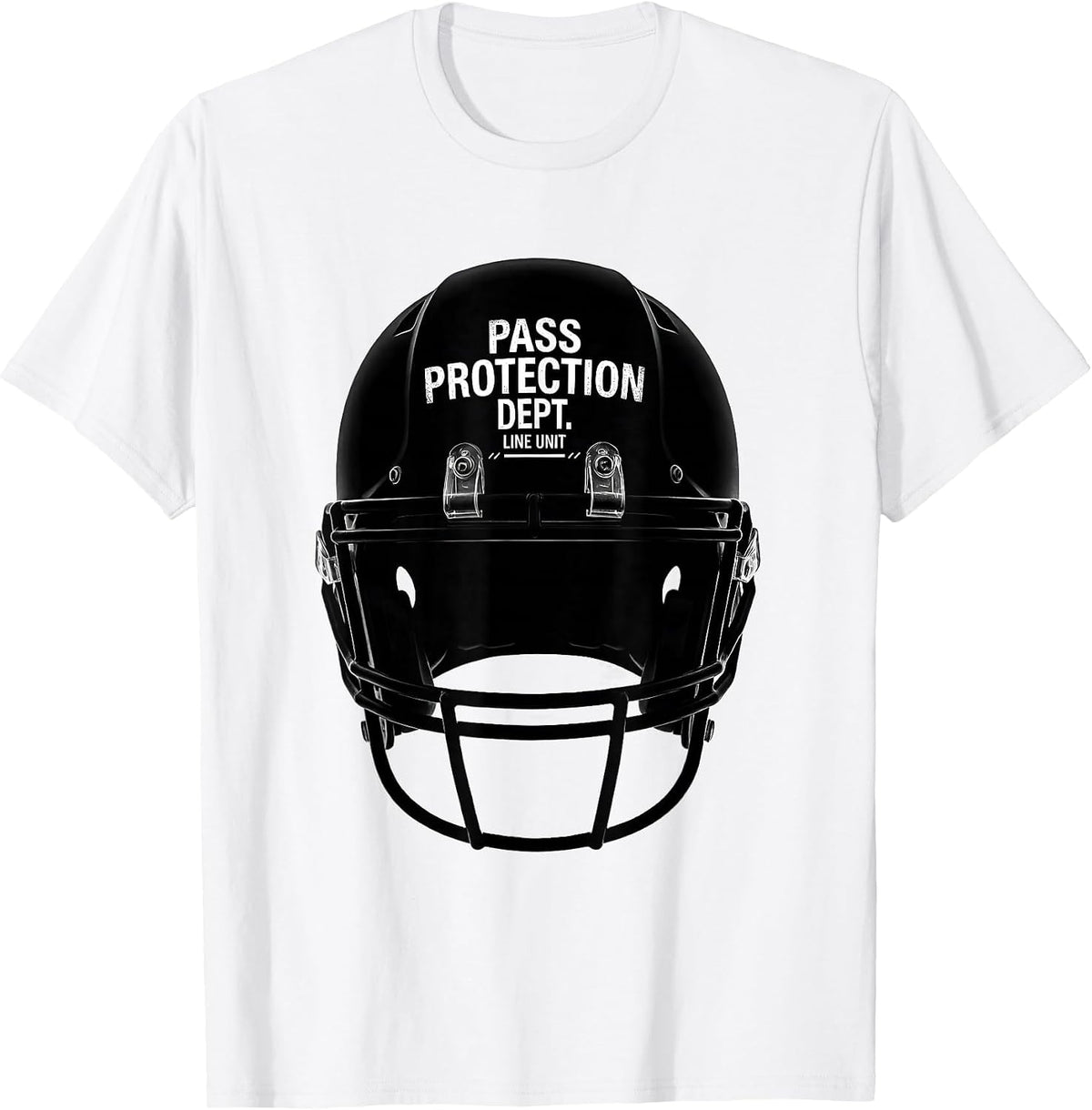 Men's Pass Protection Dept. Line Unit Funny Football Lineman Humor T-Shirt - White